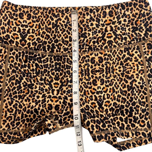 Ray Rose Biker Shorts Women Large Leopard Print Athleisure Stretch Media Pockets - Picture 4 of 10